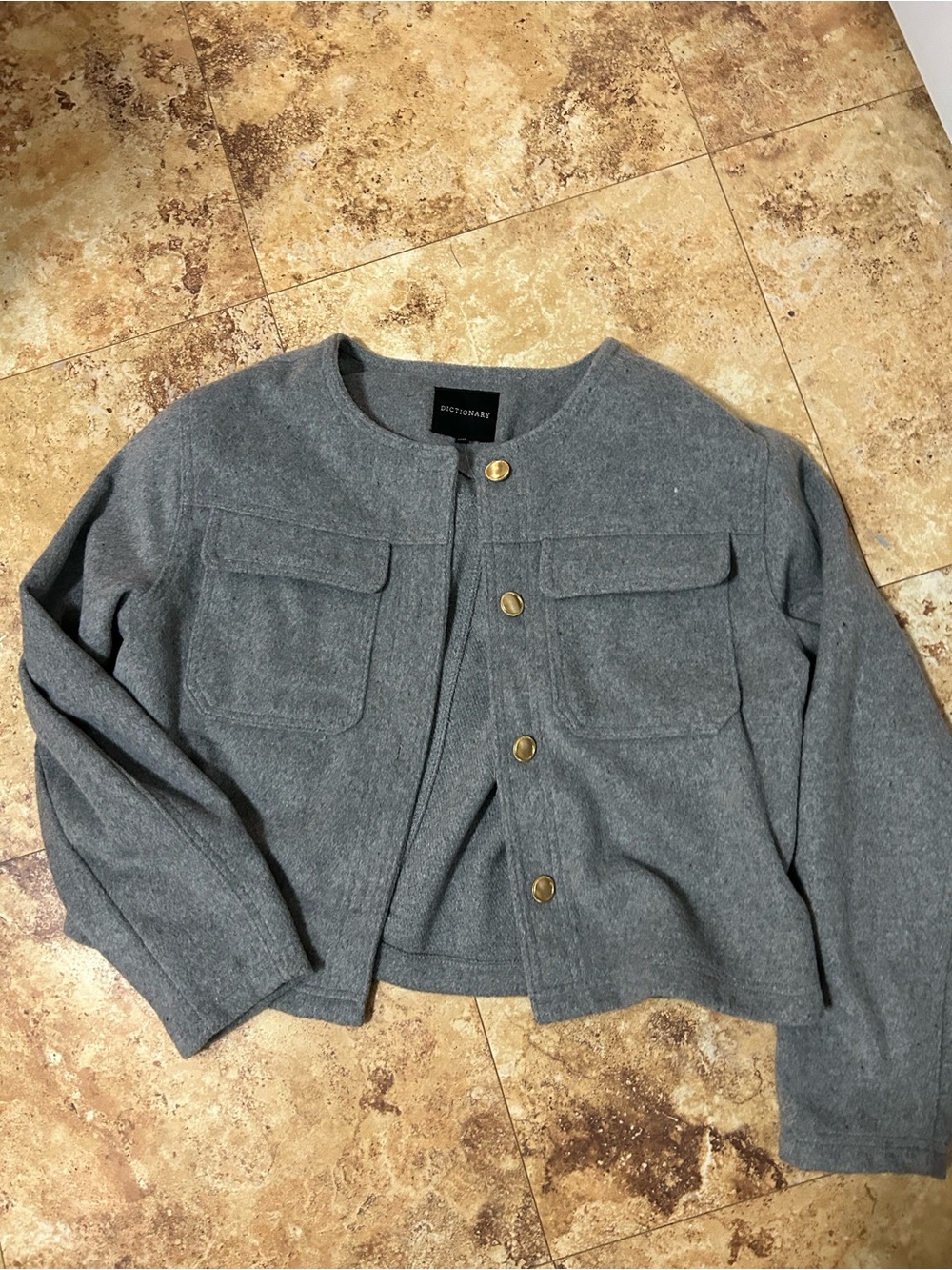 Dictionary Gray Button-Front Jacket - Picture 4 of 7